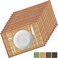 ANDSTAR Set of 12 Pcs Bamboo Placemats with Fabric Border Sushi Rolling Mat Japanese Style Natural Anti-Slip Bamboo Placemats Washable Heat-Resistant Table Mats for Dining Room and Kitchen(Coffee)