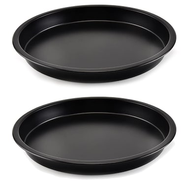 lasenersm 2 Pieces Pizza Pan 6inch Round Pizza Pan Pizza Tray Pizza Baking Tray Pizza Bakeware Sheet for Home Kitchen Restaurant Supplies, Black