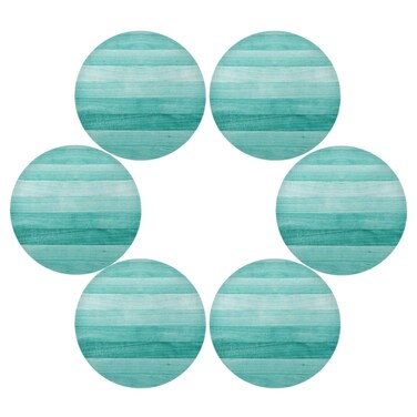 senya Teal Turquoise Green Wood Round Placemats Set of 6 for Dining Table Heat Insulation Non-Slip Washable Place mats