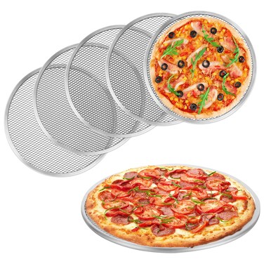 ABuff Pizza Screen, 6 Pack 8 Inch Seamless Aluminum Pizza Pan With Holes, Non Stick Commercial Grade Pizza Baking Screen Round Pizza Trays for Oven, Kitchen, BBQ