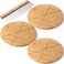 Yaomiao 4 Pizza Cutter and Round Serving Board Gift Set Includes 3 Pack 13.5 Inches Bamboo Pizza Board with 6 Slots and 1 Pizza Cutter for Slicing and Serving Pies Pizza Cake Cheese