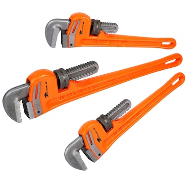Forward 3pcs Pipe Wrench Set - 10", 14", 18" Heavy Duty Ductile Iron &amp; Forged Steel Plumbing Wrench Hand Tools Kit
