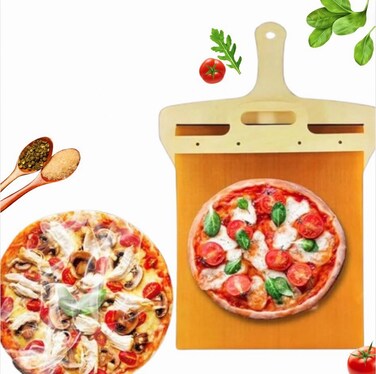CZHZY Sliding Pizza Peel, Magic Non-Stick Pizza Transfer Slider with Handle, Super Smart Pizza Spatula Paddle, A Good Pizza Oven Accessory