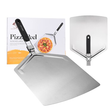 Asmo Chef Pizza Peel 13&acirc;&euro; x 16&acirc;&euro; Extra Large Pizza Paddle with Foldable Stylish Long Handle Easy for Baking Pizza, Perfect for Home and Commercial Use