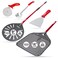 TKC Perforated Pizza Peel Bundle with 14 Inch XL Peel and 9 inch Pizza Turning Peel Ultimate Set with Dough Cutter, Pizza Cutter Wheel and Sauce Ladle - Commercial Grade Pizza Spatula