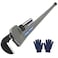 TOUGHER 48-inch Aluminum Pipe Wrench, 8-inch/200mm Adjustable Jaw Capacity Heavy Duty Straight Handle Aluminum Plumbing Wrench Grey,Plumbing Pliers Tool for Plumbers,Auto Repair and Mechanics