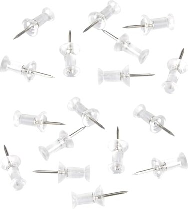 DEEINN Push Pins Tacks, Clear Plastic Head, Steel Point, Thumb Tacks for Wall Corkboard Map Calendar Photo - Home Office, Clear Plastic Head, Steel Point, 120 Pack