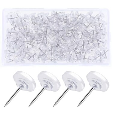 200 Pcs Push Pins Clear Flat Head Thumb Tacks with Stainless Steel Point and Plastic Head Thumbtacks Plastic Wall Tacks with Box Wall Pins for Photo Wall Bulletin Board Cork Board Map Paper