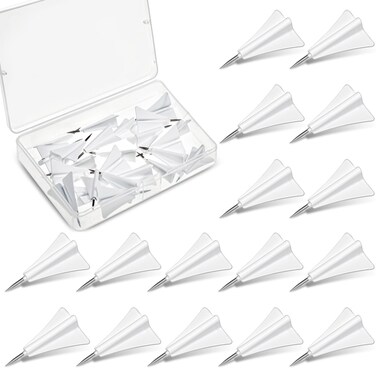 Harloon 24 Pcs Airplane Push Pins Airplane Tacks Paper Airplane Pushpins Map Cubicle Pins Creative Tacks for Cork Board Drawing Pins Message Board Thumbtack White Office Supplies Nail Stud Accessories