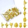 40 Pieces Gold Push Pins Cute Push Pins Tropical Office Supplies 5 Designs Decorative Thumb Tacks Cactus Palm Leaf Push Pins for Photos Wall, Maps, Bulletin Board, Cork Boards