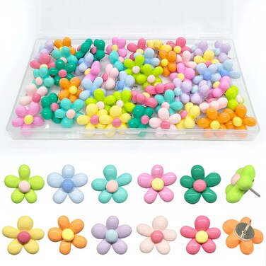 50 PCS Flower Push Pins Cute Flower Thumb Tacks Cork Board Tacks,Bulletin Board Tacks,Thumb Tack Decorative for CorkBoard, Office Organization or Home
