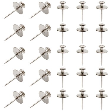 Coufce Double Headed Picture Hangers Nails, Thumb Tacks Decorative, Push Pin Wall Nails, Photo Hanging Hook Pins, Small Thumb Tacks for Home Office, Drywall, Classroom,25 Pcs(Silver)