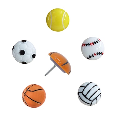 30 Pieces Creative Sport Ball Pushpins Resin Hand-Made thumbtacks for Cork Board, Whiteboard, Bulletin Board, Photo Wall, Map(Football)