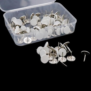Woogim 100PCS Upholstery Tacks Flat White Furniture Sofa Thumb Nails Pins Mini Decorative Furniture Nails for Furniture DIY Decorative