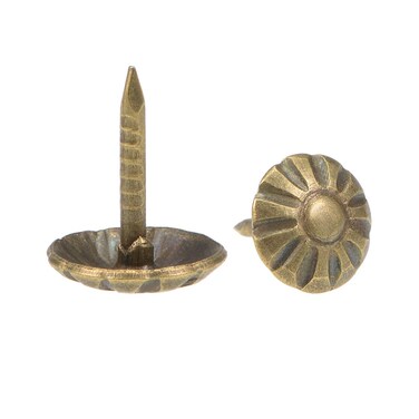 uxcell Upholstery Nails Tacks 8mmx10mm Head Retro Round Thumb Push Pins Bronze Tone for Furniture Sofa Headboards, 50 Pcs