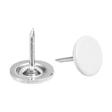 uxcell 100Pcs Upholstery Tacks, 11mmx13mm Flat Head Decorative Furniture Nails Thumb Tack for Furniture Sofa Headboards, White