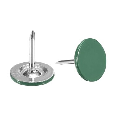uxcell 100Pcs Upholstery Tacks, 11mmx13mm Flat Head Decorative Furniture Nails Thumb Tack for Furniture Sofa Headboards, Green