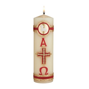 Lamb of God Paschal Candle Catholic Church Supplies, Home Prayer Space Sanctuary Decoration, Unscented Pillar Candles, 8 Inches