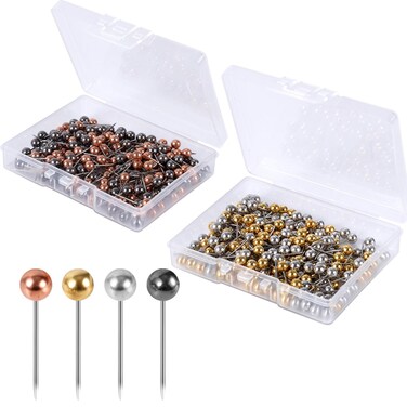 400 Pcs Map Pins, Colorful Metal Round Push Pins Small Round Head Push Pins Stainless Point Marking Pins Plastic Tacks for Fabric Marking Bulletin Board Travel Photo Wall Production