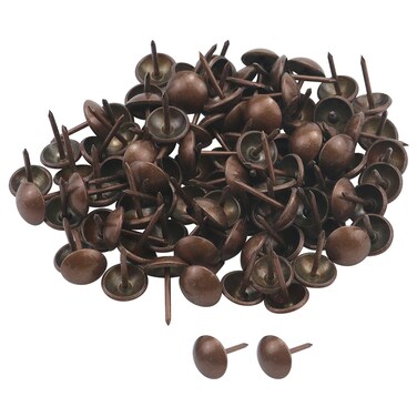 Antrader 11 x 17mm Household Decorative Metal Round Head Upholstery Tack Nail, Copper Tone, 100pcs