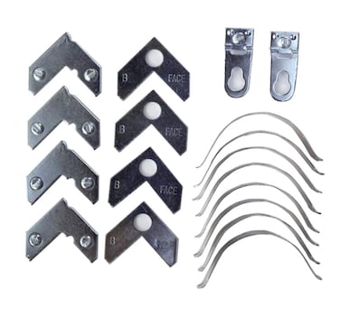 18PCS Silver Metal Photo Frame Hardware Accessories L Shaped Angle Bracket Flat Plate Fastener Tapped Corners Gasket Picture Frame Hanging Hangers Hooks Spring Clips DIY Picture Framing Tools