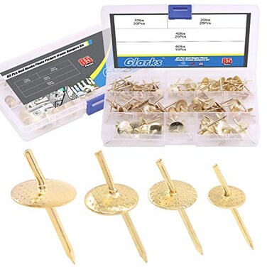Glarks 85Pcs Assorted 10lbs 20lbs 40lbs 60lbs One Step Hangers Set, Quick Photo Picture Frame Hangers Alloy Nail Hooks Plaster Picture Hanging Kit for Clock, Mirror on Wooden Drywall