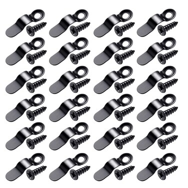 BOLWHAO 200 Pcs Picture Frame Turn Button Metal Bow Shape with Screws for Hanging Pictures, Photos, Drawings and Posters (Black)