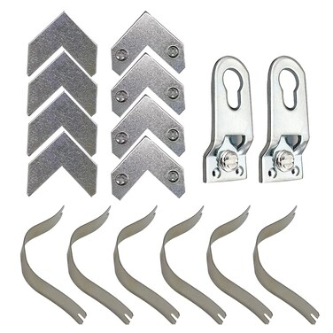 1Set /18Pcs Metal L Shaped Right Angle Bracket Flat Plate Fastener Tapped Corners Gasket Photo Frame Hangers Spring Clip