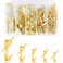 120 Pieces Picture Hanging Hooks Kit, lyfLux 5 Sizes Gold Picture Hangers Kit with Nails for Photos Frames Mirrors Wooden Wall Hanging Decoration (10/20/30/50/100Lbs)