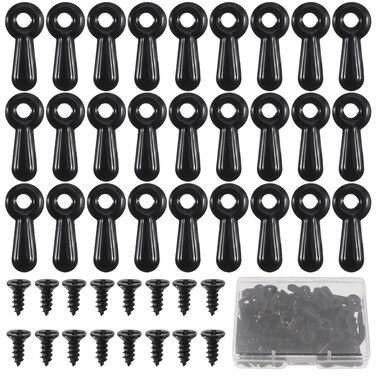 Picture Frame Turn Button Fasteners Set, 100Pcs Picture Frame Backing Hardware with 100 Pieces Screws for Hanging Pictures, Photos, Drawing Black