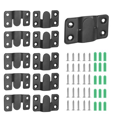 Waziaqoc 12 Pcs Flush Mount Bracket, Heavy Duty Stainless Steel Z Clip Hanger, Black Interlocking Photo Frame Hook for Large Picture Display, Art Gallery Wall Mount Hardware, with Screws(6 Pairs)