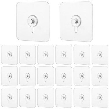 Dimeho 20Pcs Heavy Duty Single Nail Free Picture Hangers Without Nails Adhesive Hooks Wall Hangers No Damage Wall Hooks Hanging Reusable Screw Free Sticker for Kitchen Bathroom Home Office Key