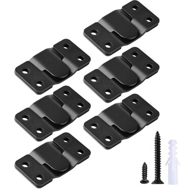 Flush Mount Bracket,Interlocking Photo Frame Hook, Heavy Duty Picture Hanger Z Clip Bracket for Large Picture Display Art Gallery Wall Mount Hardware (Large 6 Pairs Black)