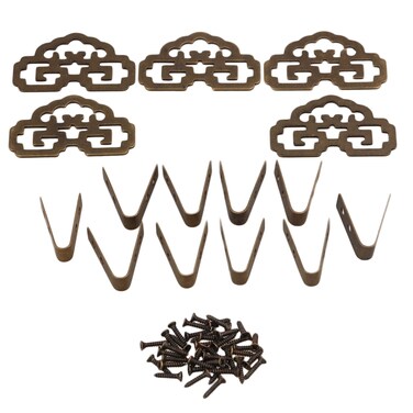 RDEXP 4.8x3cm Chinese Style Classical Painting Picture Frame Hanger Hanging Hooks CYJ020 Antique with Screws Pack of 5