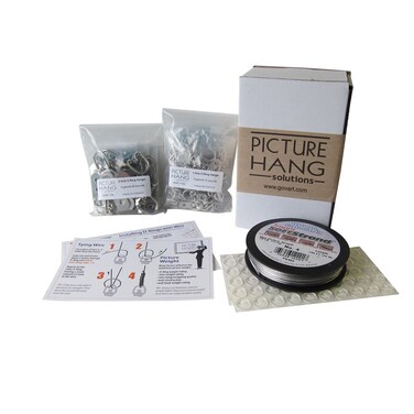Frame Back Kit - Picture Hanging Kit with D-Ring Hangers, Wire and Bumpers - Pro Picture Hanging Hardware to Wire 50 Pieces of Art