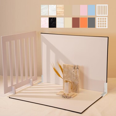 Photography Backdrop Product Photo Background: Small Product Photoshoot Props kit for Food Jewelry Mini Items Picture. (16x11.5inch Board Plus)