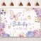 ADOFUN Baby Shower Backdrop 7x5Ft A Little Butterfly is On The Way Newborn Girl Party Supplies Decoration Photographic Booth Studio Pink and Purple Flower Photo Backgrounds Banner Polyester Fabric