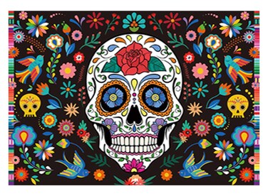 Allenjoy 7x5ft Day of The Dead Backdrop for Mexican Fiesta Sugar Skull Flowers Photography Background Dia DE Los Muertos Birthday Party Supplies Fiesta Banner Table Decor Decoration Photo Booth Studio