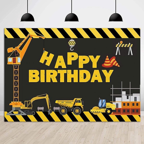 Digger Zone Dump Truck Birthday Party Background Baby Boys Indoor Outdoor Birthday Decor Banner Vinyl 5x3ft Kids Construction Themed Birthday Party Backdrop Photo Booths Props Supplies