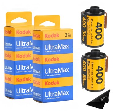 Kodak Ultramax 400 35mm Film 6 Pack 36exp for 35mm Film Camera Kodak 35mm Film Roll Bundle - Kodak Film- Balveli Microfiber Cloth - 35 mm Film Roll- Camera Film- 35mm Film Kodak- Kodak Film 35mm