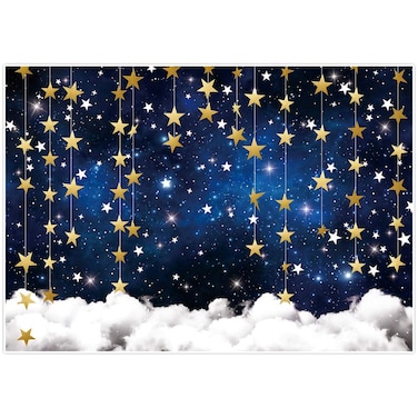 Allenjoy Twinkle Twinkle Littler Star Backdrops Galaxy Starry Sky Cloud Baby Children Kids Birthday Baby Shower Party Decor Banner Newborn Portrait Photo Booth Studio Photography Background 7x5ft