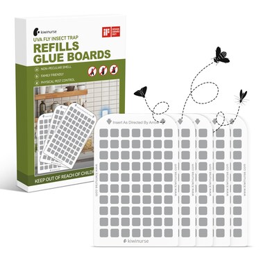 Kiwinurse Indoor Fly Trap Refill Glue Cards for UVLA1001 Indoor Fly Insect Trap - 5Pack, Single Sided Sticky