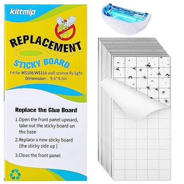 Qualirey 20 Pcs Fly Traps Glue Board Compatible with Faicuk WS108 Wall Sconce Fly Light Trap, Insects Sticky Fly Strips Replacement for Capturing Flies, Mosquitos, Moths, Gnat and Other Flying Insects