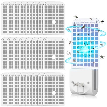 Qualirey 25 Pack Flying Insect Trap Refill Compatible with DFAGIE GS6 Fly Trap Indoor, Sticky Glue Cards, Plug-in Bug Catcher Refills, Glue Boards Refill for Bug Mosquito Gnat Moths Fruit Fly Trap