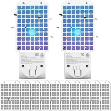 2 Fly Traps + 10 Glue Cards for Indoor, Plug-in Flying Insect Trap for Mosquito, Flies, Fruit Flies, Moths, Gnats, Gnat Trap for House Office Warehouse Backyard Restroom