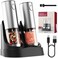 Electric Salt and Pepper Grinder Set with LED Light, Rechargeable Salt and Pepper Mill Stainless Steel Upgrade Gravity Salt Pepper Mill Grinder with Charging Base 95ml Capacity Spice Grinder