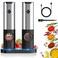 Moclever Electric Salt and Pepper Grinder Set, USB Rechargeable Charging Base Automatic Electronic Spice Mill Shakers Refillable LED Indicator Adjustable Coarseness One Hand Easy Operation, 2 Pack