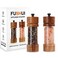 FUSHUI 2 Pack 5.5 Inch Wood Salt and Pepper Grinder Set, Premium Acrylic Salt and Pepper Grinder Set with a Adjustable Ceramic Rotor - Made of High-Grade Acacia Wood Material