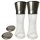 Dual Elegant GRINDER 7 inch tall, Stainless Steel and Glass grinder, with Adjustable Ceramic Grinder, Spice Mill, Pepper Grinder or Salt Grinder, shaker for seasoning, refillable grinder
