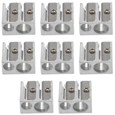 Bonsicoky 8 Pack Handheld Metal Pencil Sharpener with 2 Holes - Aluminum Alloy Sharpener for Standard Size Pencils
